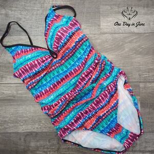 Coastal Blue Sweetheart Top Tummy Control One Piece Swimsuit Size XL